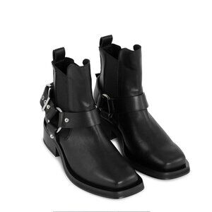 NEW GANNI Black Low Cut Biker Chelsea Boots Size 6